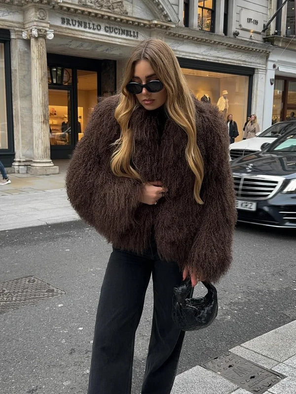 Solid Fluffy Fur Coat