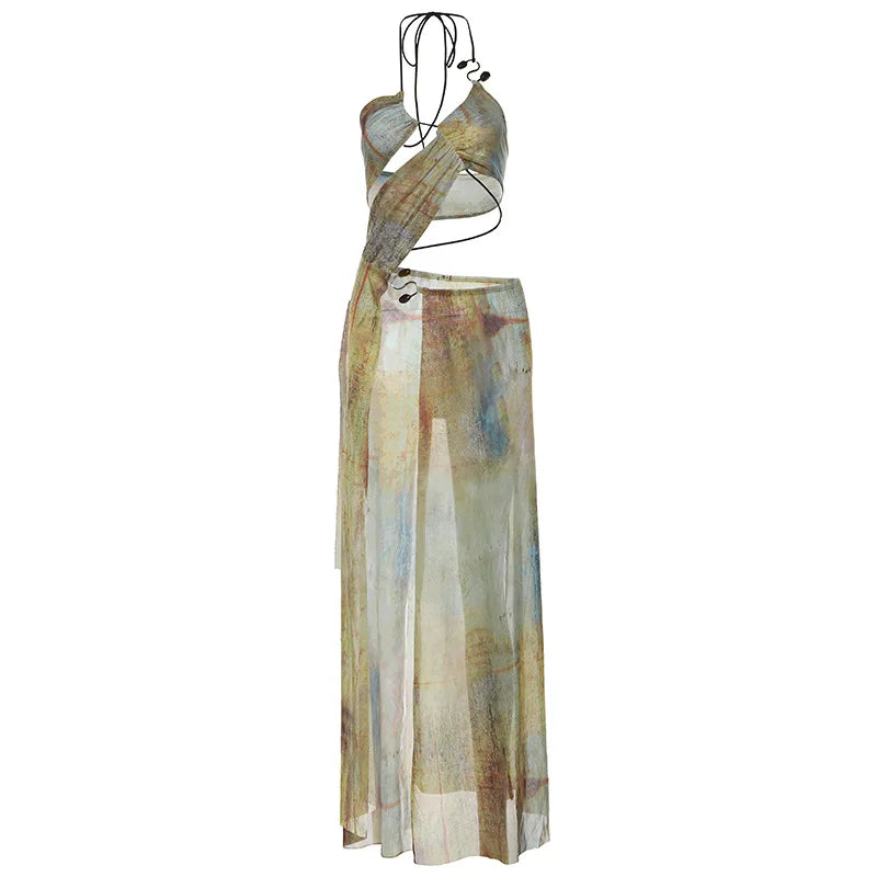 Tie Dye Print Maxi Dress