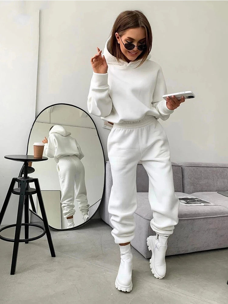 Hoodie Cuffed Two-piece Set