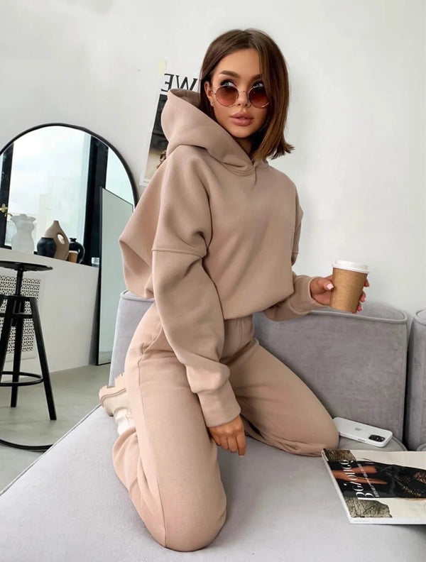 Hoodie Cuffed Two-piece Set